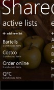 Shared Shopping List HTC Titan II Application