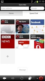 Opera Mini browser for Android Android Application Image 1