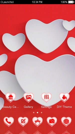 Red Heart CLauncher Android Theme Image 1