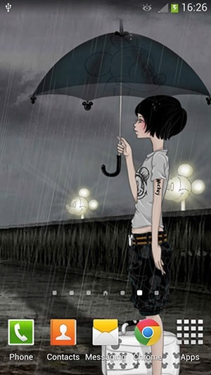 Girl And Rainy Day Android Wallpaper Image 1