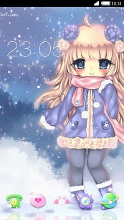 Kawaii Winter CLauncher Android Theme Image 1