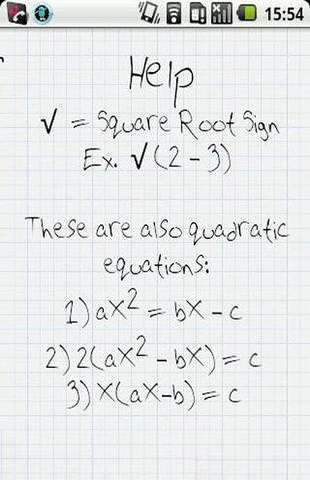 Quick Quadratics Android Application Image 2