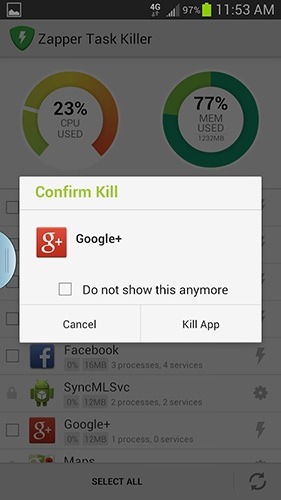 Zapper Task Killer Android Application Image 2