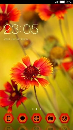 Red Flower CLauncher Android Theme Image 1