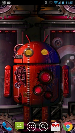 Steampunk Droid: Fear Lab Android Wallpaper Image 1