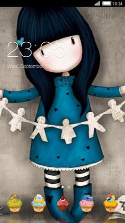 Blue Paper Doll CLauncher Android Theme Image 1