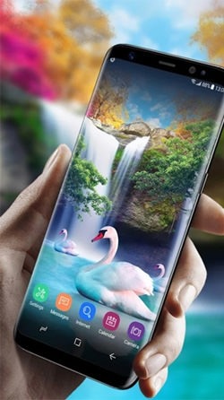 Waterfall And Swan Android Wallpaper Image 2