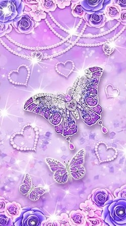 Purple Diamond Butterfly Android Wallpaper Image 1