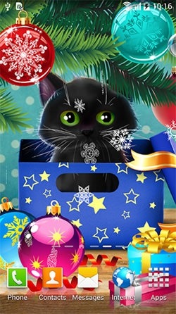 Christmas Cat Android Wallpaper Image 2