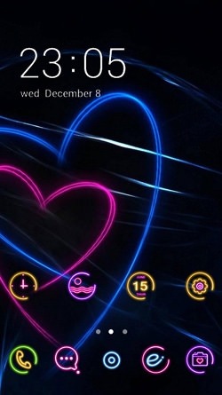 Neon Hearts CLauncher Android Theme Image 1