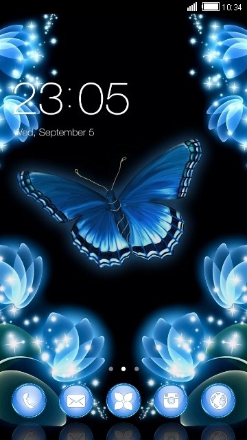 Neon Butterfly CLauncher Android Theme Image 1