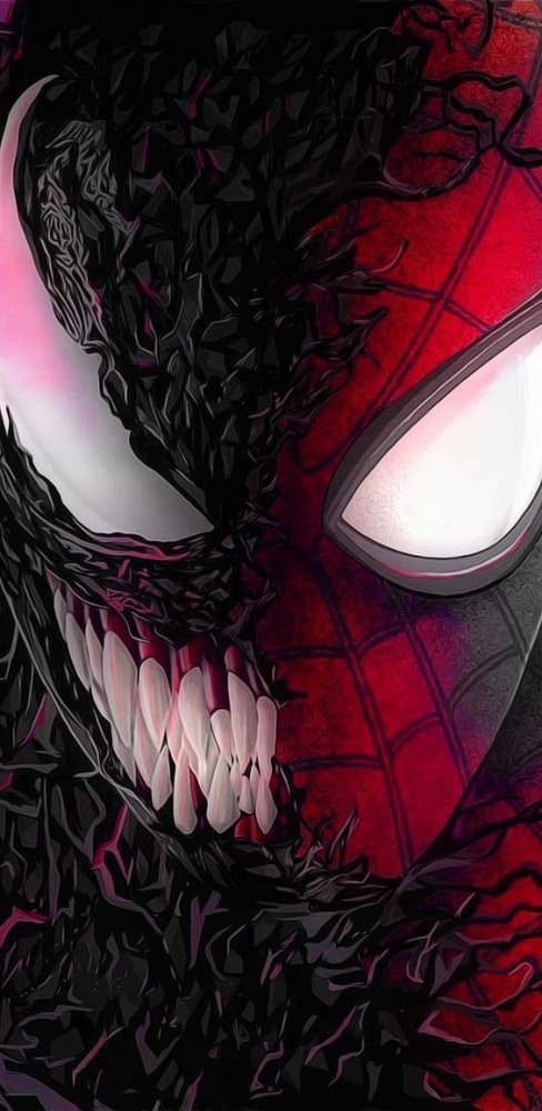 Venom vs Spiderman Mobile Phone Wallpaper Image 1