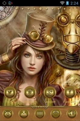 Steampunk Girl Go Launcher Android Theme Image 1