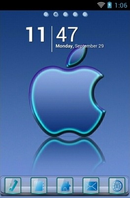 Apple Blue Reflection Go Launcher Android Theme Image 1