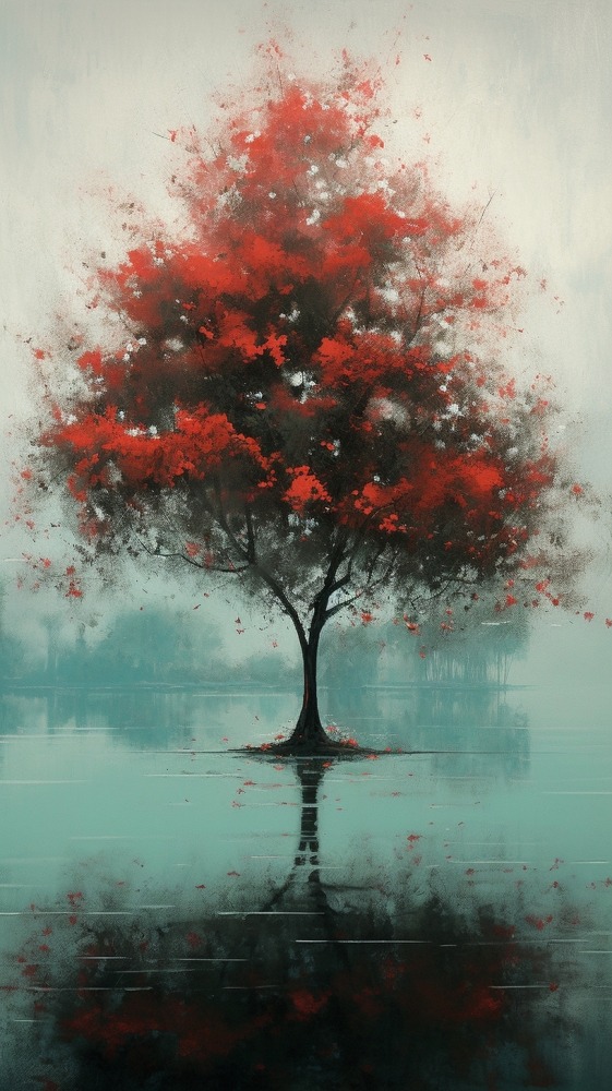 Red Tree Mobile Phone Wallpaper Image 1