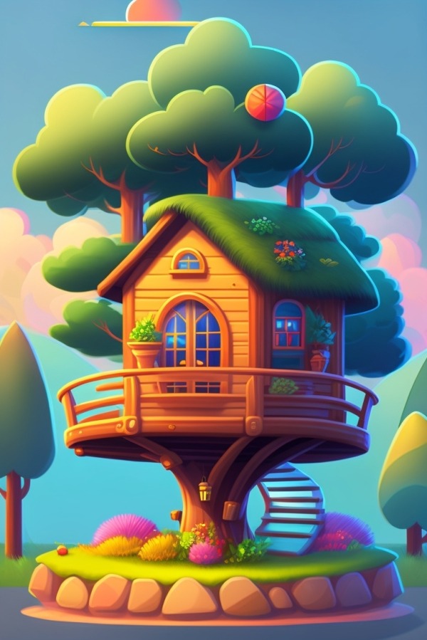 Tree House Mobile Phone Wallpaper Image 1