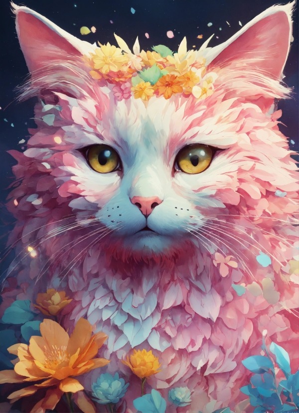 Cute Colorful Cat Mobile Phone Wallpaper Image 1