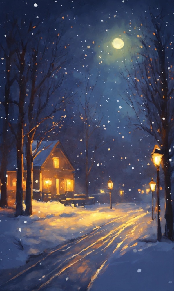 Snowy Midnight Mobile Phone Wallpaper Image 1