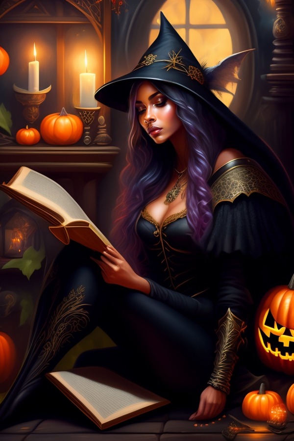 Beautiful Halloween Witch Mobile Phone Wallpaper Image 1