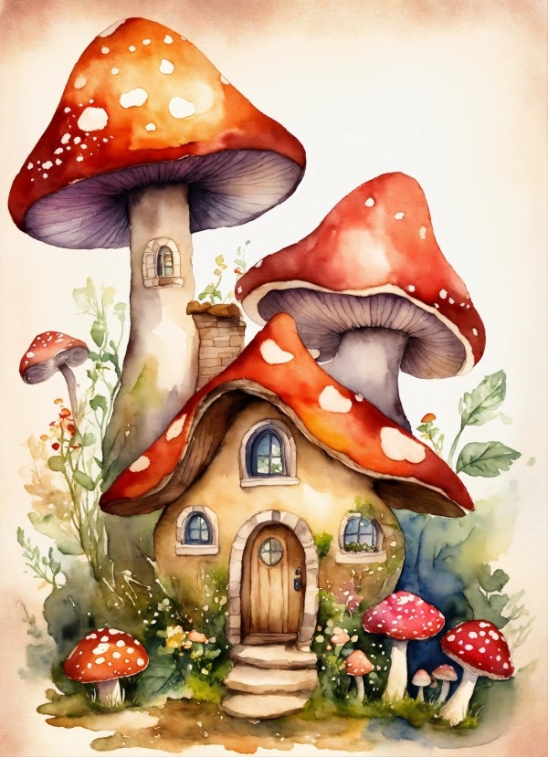 Mushroom House Mobile Phone Wallpaper Image 1