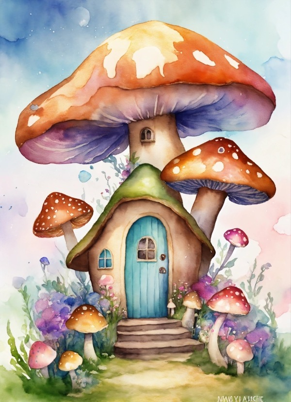 Mushroom House Mobile Phone Wallpaper Image 1