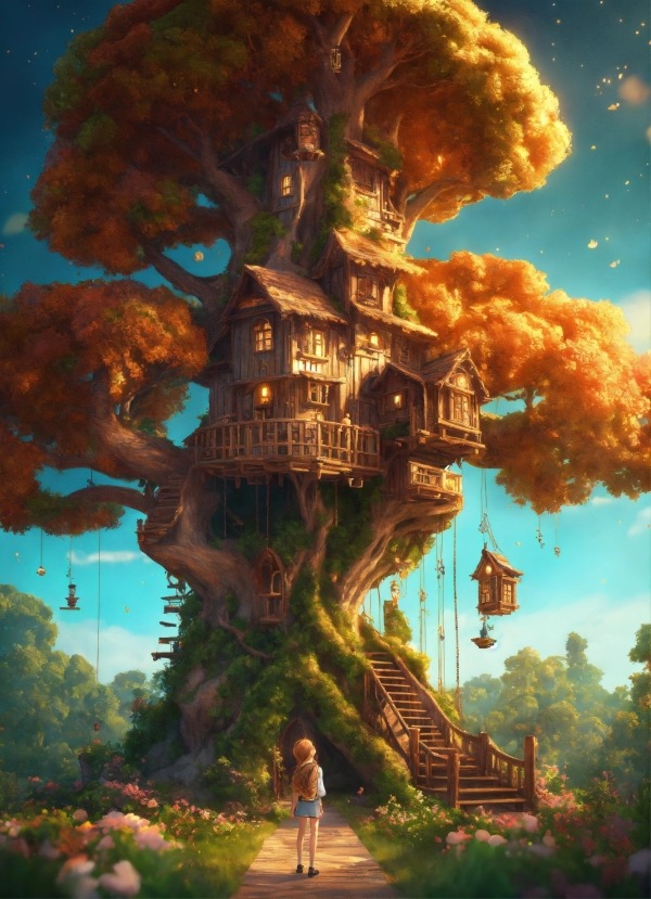 Tree House Mobile Phone Wallpaper Image 1