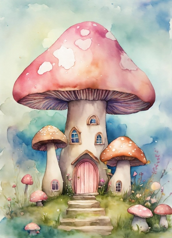 Mushroom House Mobile Phone Wallpaper Image 1