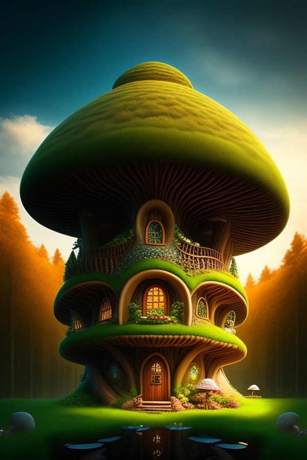 Mushroom House Mobile Phone Wallpaper Image 1