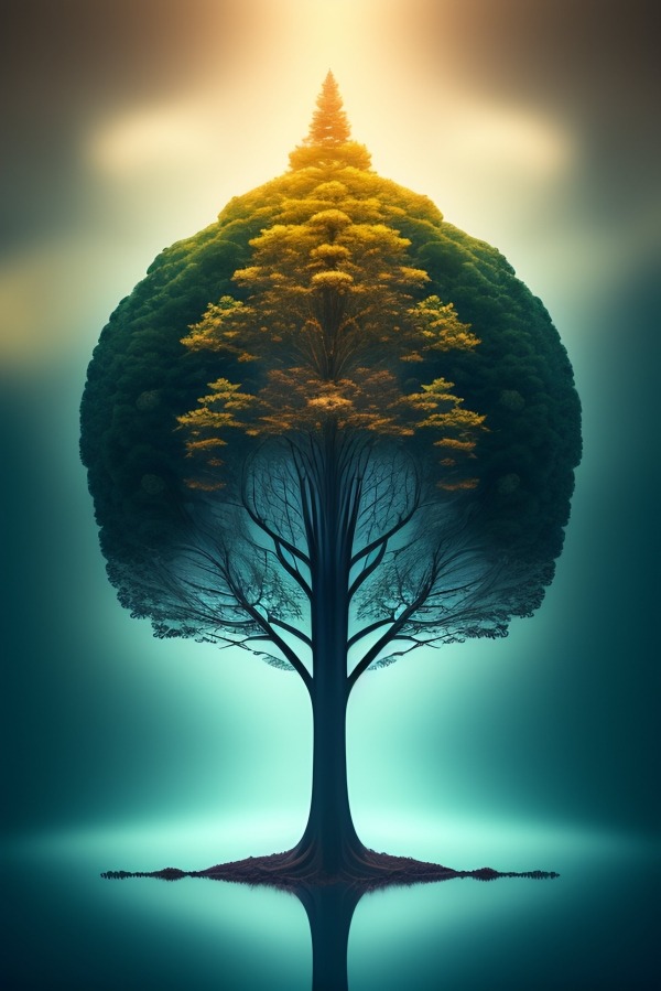 Symmetrical Tree Mobile Phone Wallpaper Image 1