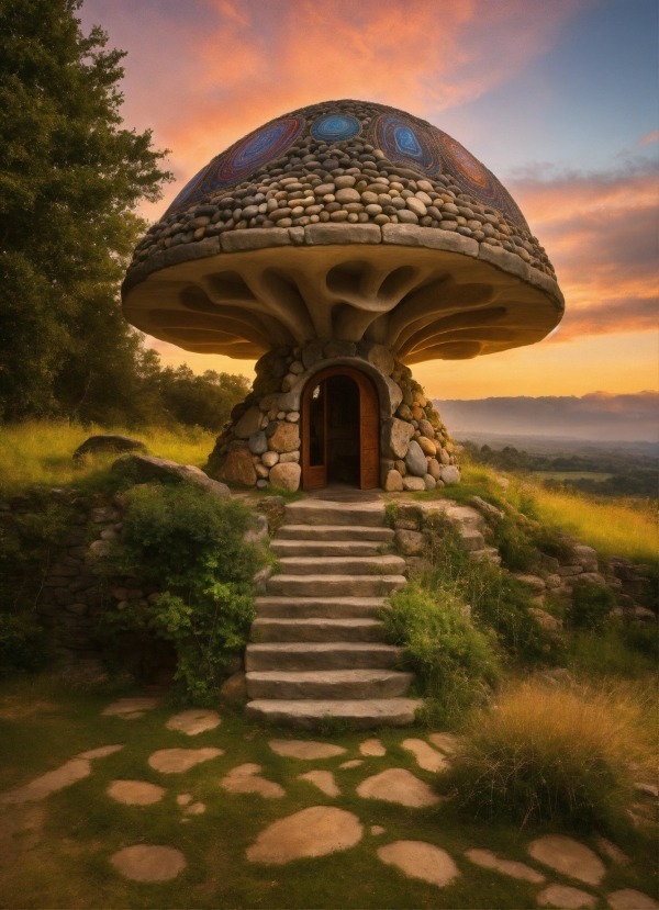 Mushroom House Mobile Phone Wallpaper Image 1