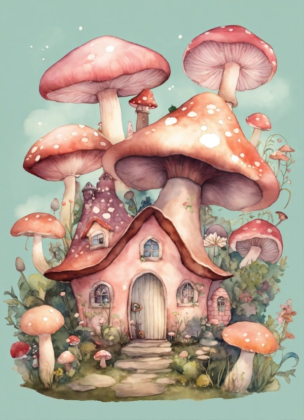 Mushroom House Mobile Phone Wallpaper Image 1