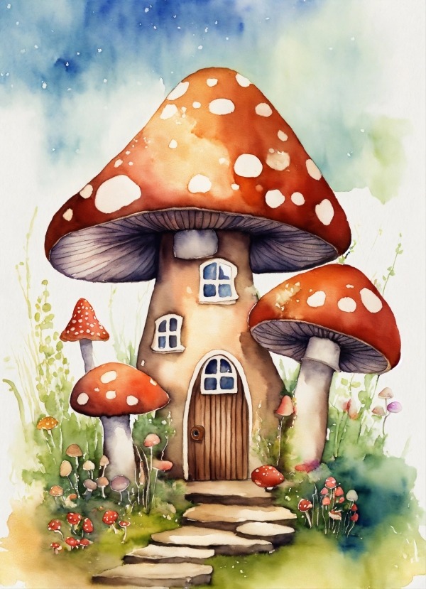 Mushroom House Mobile Phone Wallpaper Image 1