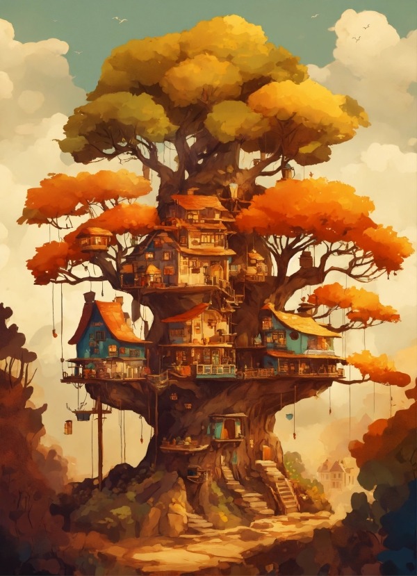 Tree House Mobile Phone Wallpaper Image 1