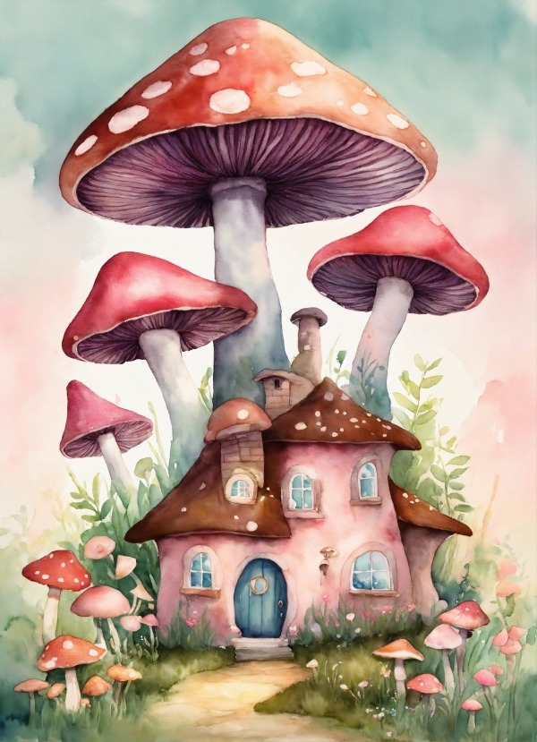 Mushroom House Mobile Phone Wallpaper Image 1