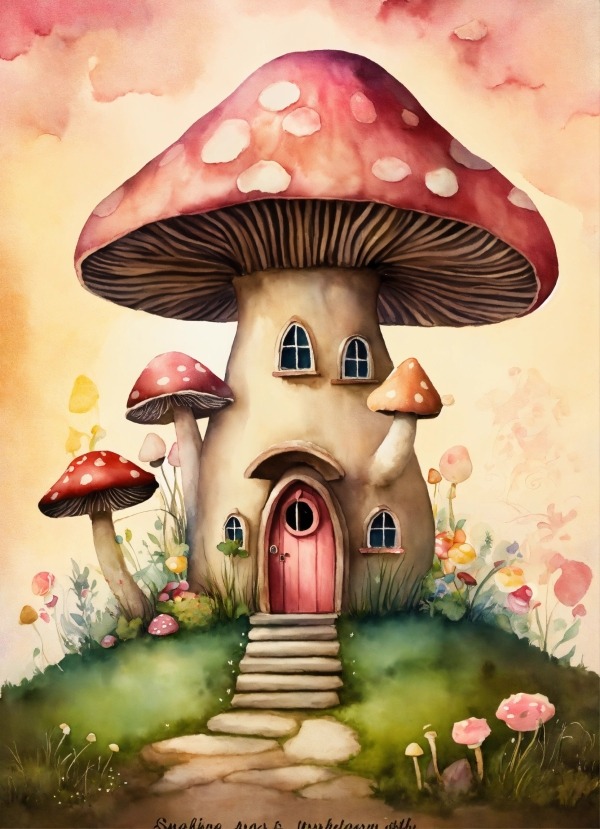 Mushroom House Mobile Phone Wallpaper Image 1