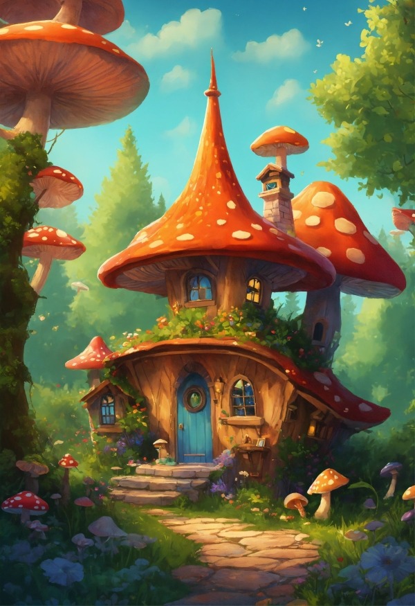 Mushroom House Mobile Phone Wallpaper Image 1