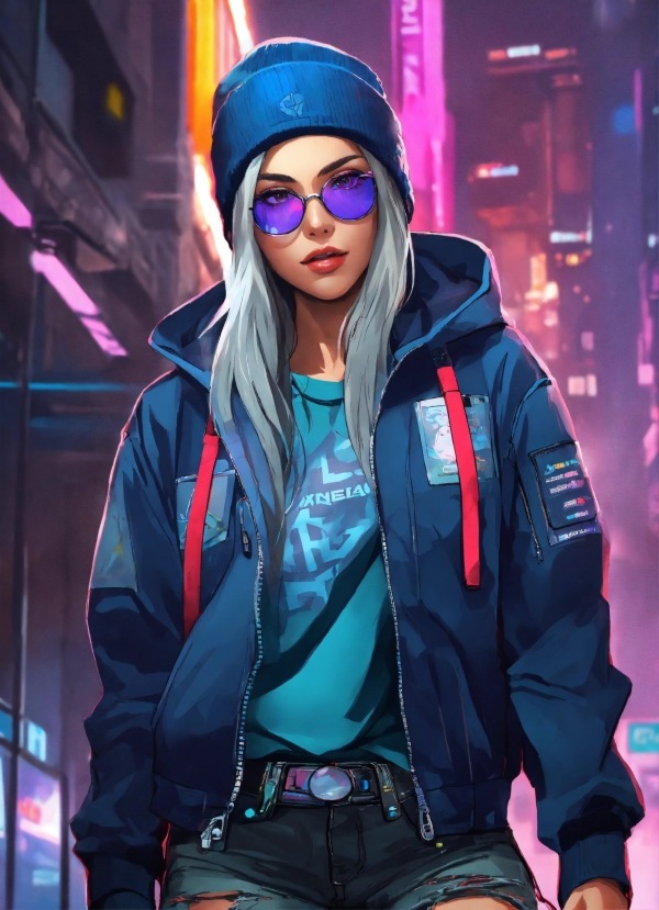 Cute Female Cyberpunk Hacker Mobile Phone Wallpaper Image 1