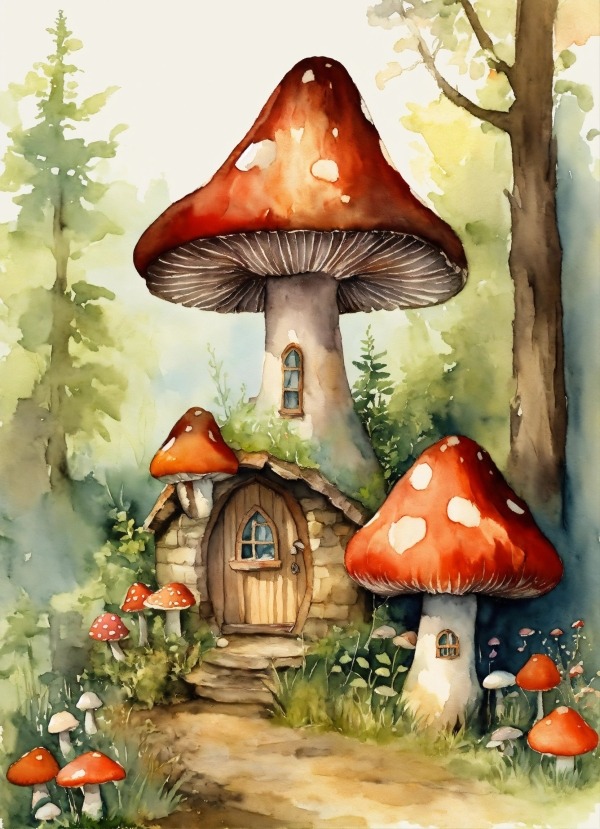 Mushroom House Mobile Phone Wallpaper Image 1