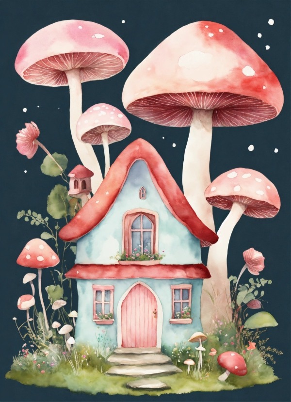 Mushroom House Mobile Phone Wallpaper Image 1