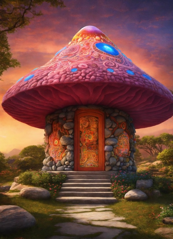 Mushroom House Mobile Phone Wallpaper Image 1