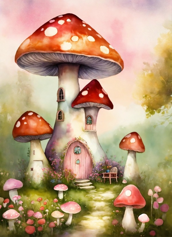 Mushroom House Mobile Phone Wallpaper Image 1