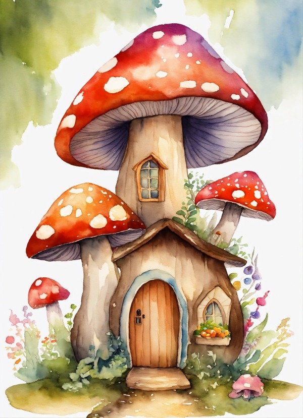 Mushroom House Mobile Phone Wallpaper Image 1