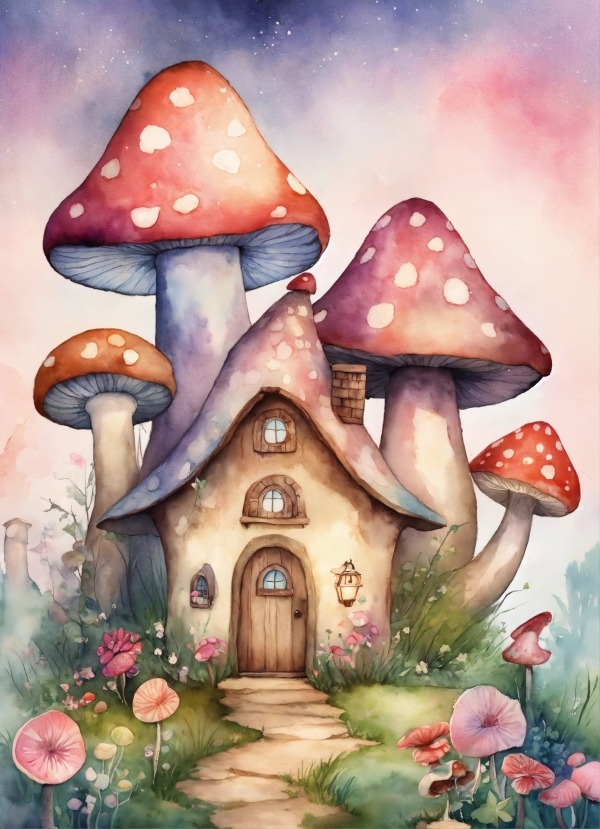 Mushroom House Mobile Phone Wallpaper Image 1