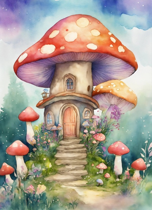 Mushroom House Mobile Phone Wallpaper Image 1