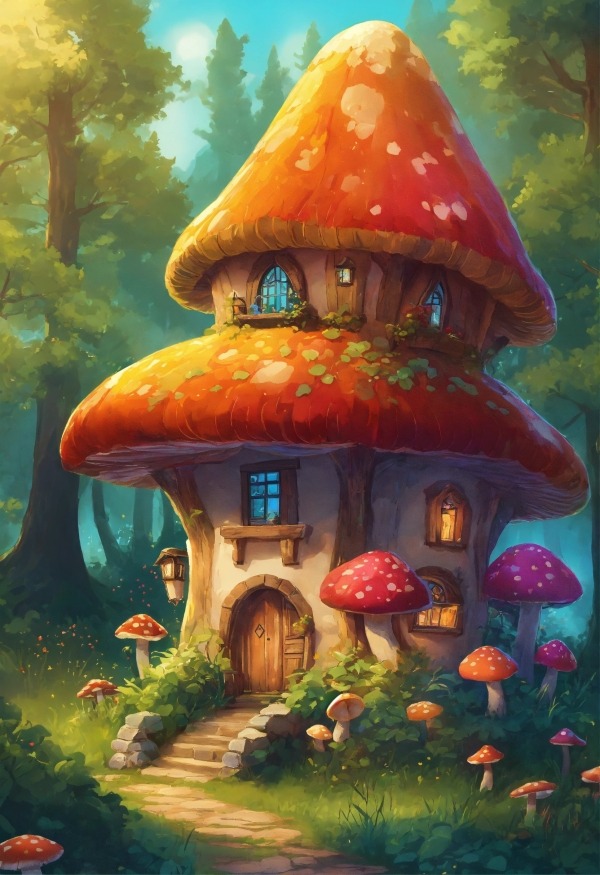 Mushroom House Mobile Phone Wallpaper Image 1