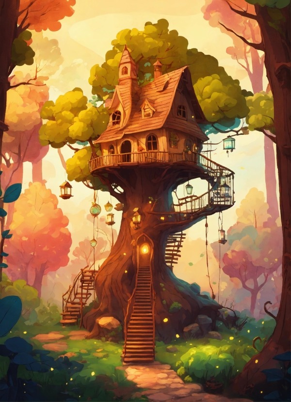 Tree House Mobile Phone Wallpaper Image 1