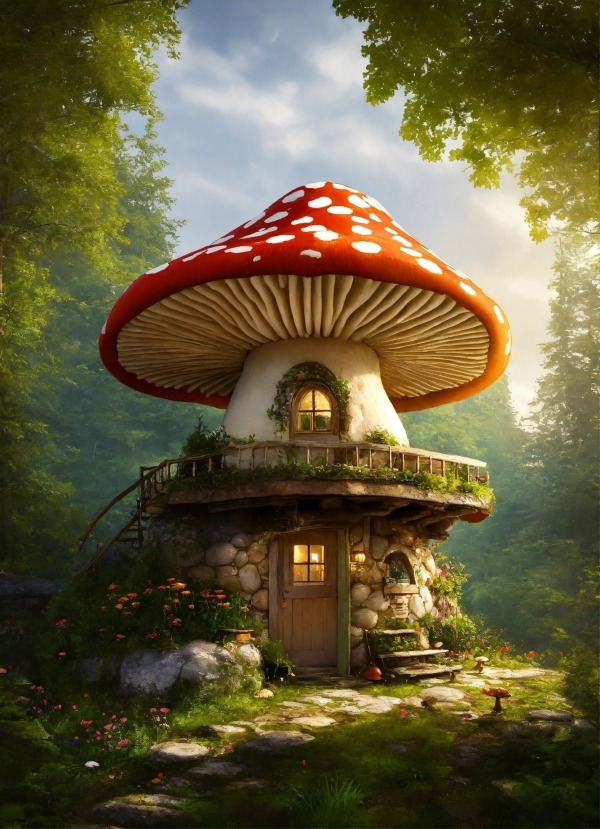 Mushroom House Mobile Phone Wallpaper Image 1