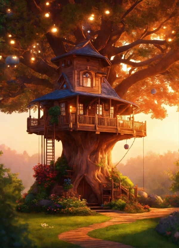 Tree House Mobile Phone Wallpaper Image 1