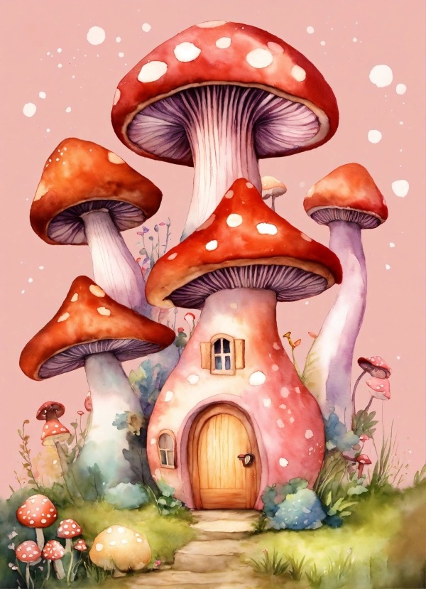 Mushroom House Mobile Phone Wallpaper Image 1