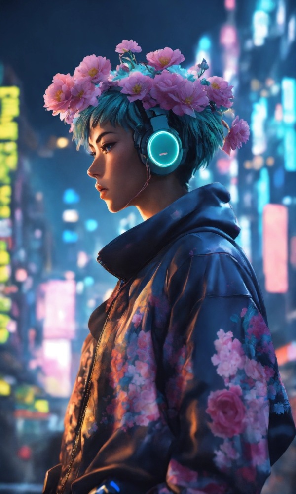 Cyberpunk Girl Mobile Phone Wallpaper Image 1